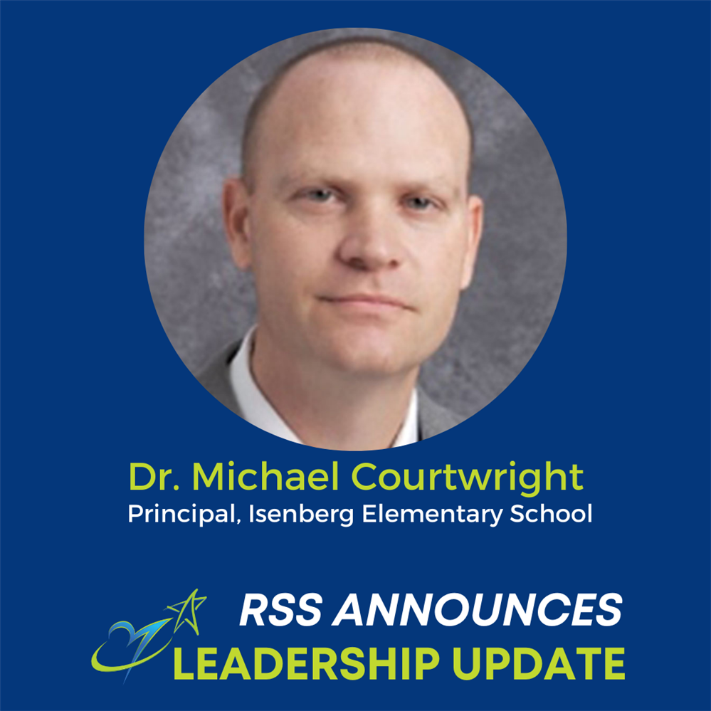 graphic with headshot and text that says Dr. Michael Courtwright, principal of IES